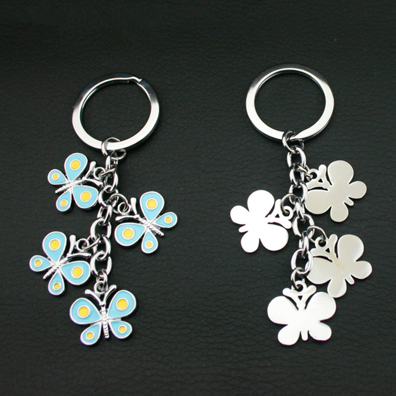 Bereitstellung von Butterfly Shape Key Ring Customized Zink-Legierung Schlüsselanhänger hängen Dekorationen für Mann oder Frau Taschen