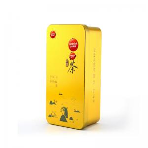 Rechteckige Goldmetallic-Finish-Teedose