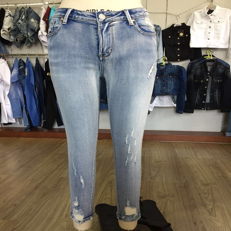 bleiche gewaschen - saum skinny jeans ws109057