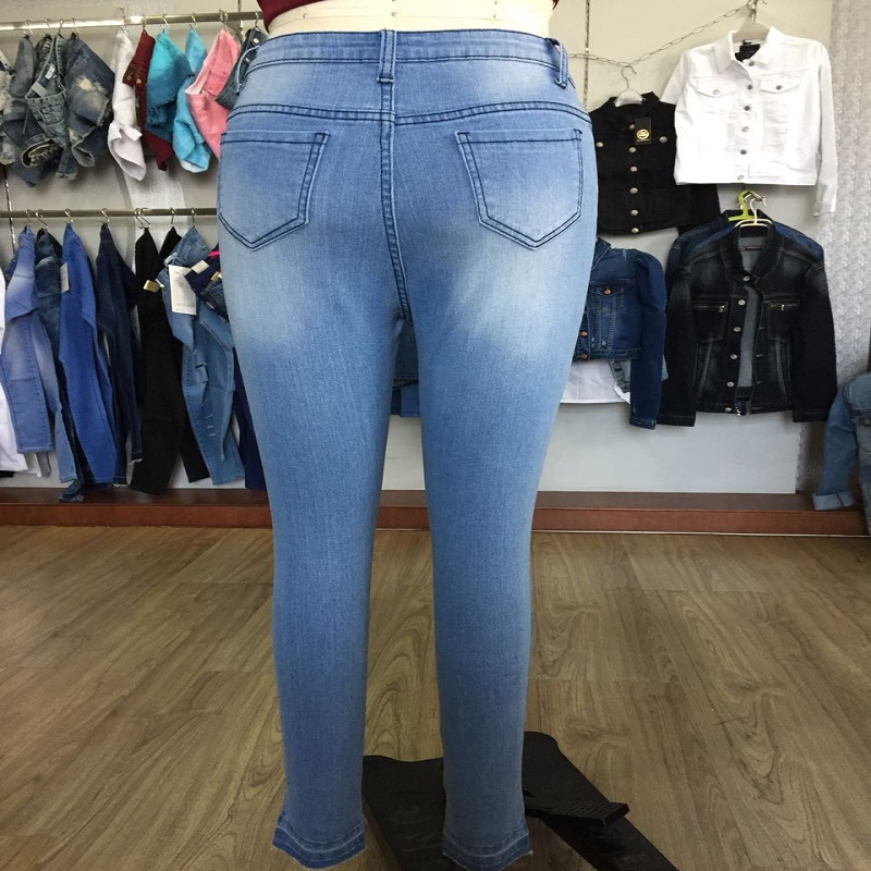 Blaue Distressed Skinny Jeans WS101127