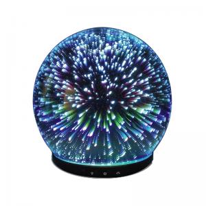 Bestes Produkt in USA Ultraschall-Elektro-Feuerwerk Glas Luftbefeuchter Aroma ätherisches Öl Diffusor mit bunten Licht