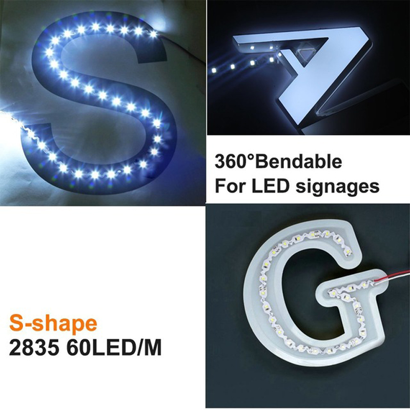 Neue Ankunft maßgeschneiderte Design IP20 Smd 2835 S Form LED Biegsame LED-Streifen Flexible LED-Streifen 360 Grad