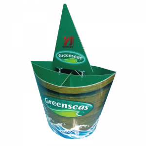 Werbungs-Gewohnheit druckte faltendes Fahnen-Stand-Totem-Anzeigen-POP-Papppapier Standee