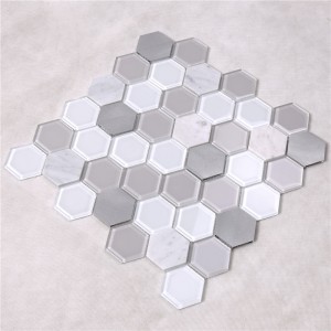 hsl41 einzigartiges grün - weiße kleine hexagon boden und wand mosaik - fliesen.
