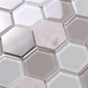 hsl41 einzigartiges grün - weiße kleine hexagon boden und wand mosaik - fliesen.