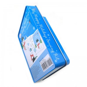 Neues Design kleine rechteckige Weihnachtsgeschenk Blechdose mit Fenster