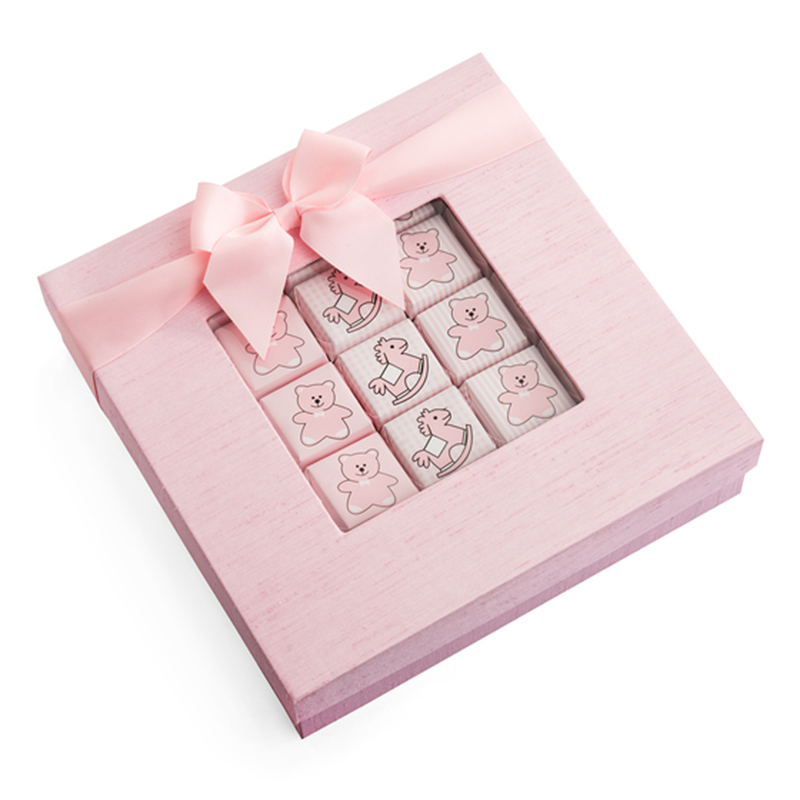 steifer Karton rosa Band quadratischer Faltpapierkasten