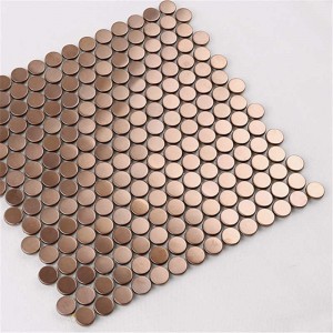 Rose Gold Kupfer Metall Penny Runde Mosaik Fliesen Küche Backsplash Hotel Wohnzimmer Wände Lanka Fliese Preis