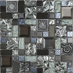 Harzmischung Goldfolie und gebrochene keramische metallische Mosaikwandfliese