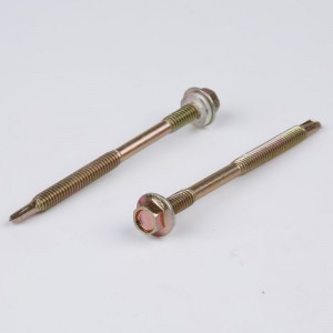 Bohrschraube mit Kunststoffscheibe, Doppelgewinde, gelb verzinkt, Sechskantkopf