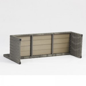 Aluminium Rattan Rechteck Tisch Parkbank Gartenmöbel Set mit Regenschirm Loch