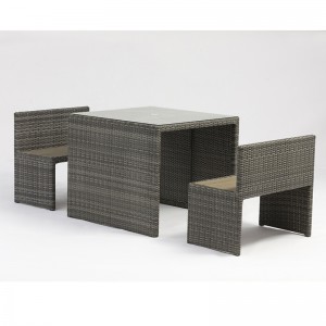 Aluminium Rattan Platz Tisch Parkbank Gartenmöbel Set mit Regenschirm Loch