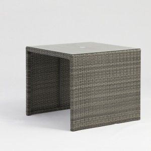 Aluminium Rattan Platz Tisch Parkbank Gartenmöbel Set mit Regenschirm Loch