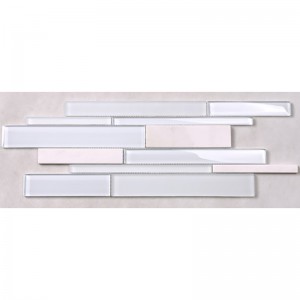 Fabrik Preis Weiß Glas Mix Marmor Stein Streifen Mosaik Fliesen Für Küche Backsplash Wand