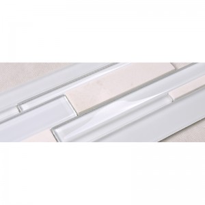 Fabrik Preis Weiß Glas Mix Marmor Stein Streifen Mosaik Fliesen Für Küche Backsplash Wand