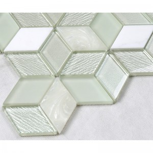 3D Effekt Kristall Hexagon Glas Mosaik Weiß Küche Backsplash Arbeitsplatte Dekoration Wände Fliesen