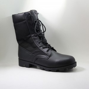 Schwarze Leder Gummi Outsole Militärarmee Kampfstiefel