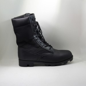 Schwarze Leder Gummi Outsole Militärarmee Kampfstiefel
