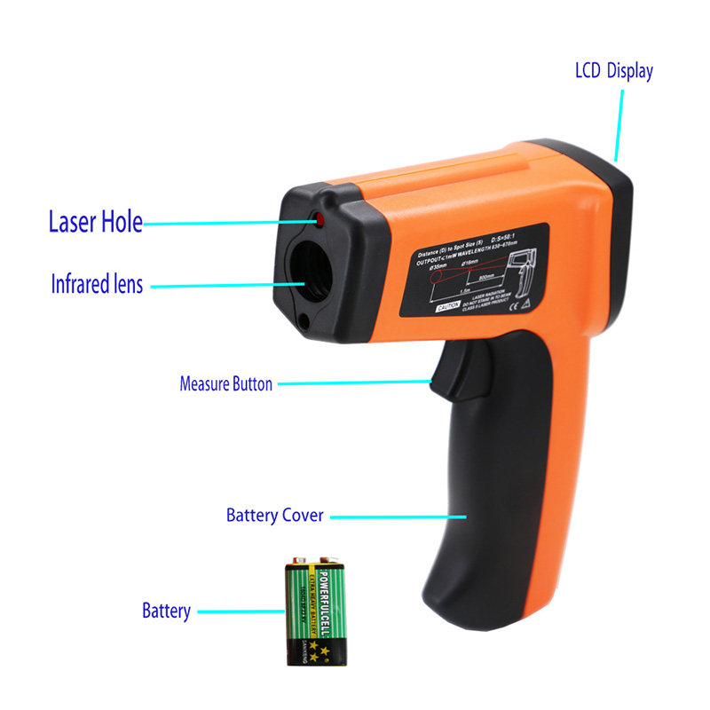China Manufacture Industrial Gebrauchte Sicherheit Dual Laser Kontakt Infrarot-Thermometer