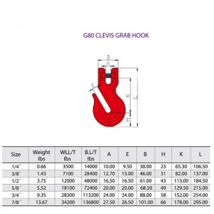 G80 Clevis Grab Haken rot lackiert