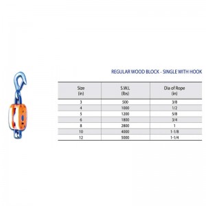 Normaler Holzblock-Single mit Haken
