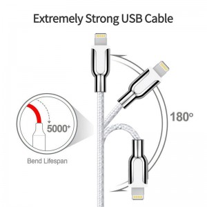KPS-8445CB USB-Kabel aus einer Zinklegierung mit Nylon / Baumwollgarn