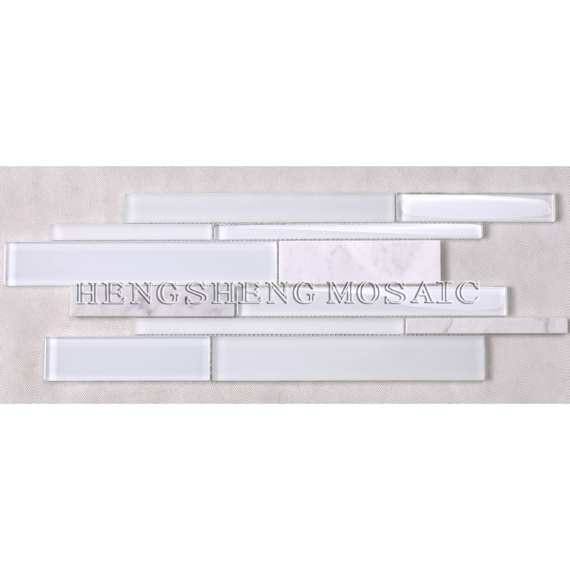 HSD131 Heißer Verkauf Neueste Design Weiß Carrara Marmor Gemischt Glasmosaik Küche Backsplash U-bahn Fliese