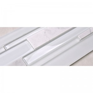 HSD131 Heißer Verkauf Neueste Design Weiß Carrara Marmor Gemischt Glasmosaik Küche Backsplash U-bahn Fliese