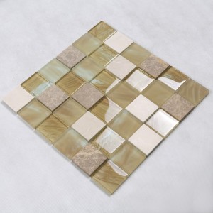 YMS20 Küche Wand dekorative Mattglas gemischte Marmor Stein Mosaik Fliesen Gold