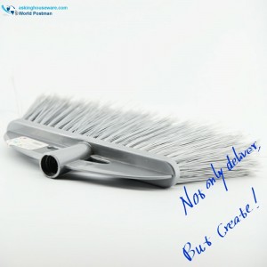 Akbrand-Kunststoffbesen mit einfachem Pinselbrett und langen grauen Borsten