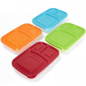Portable Easy School / Office 3 Compartment Bento Lunch Box Meal Prep Food Container