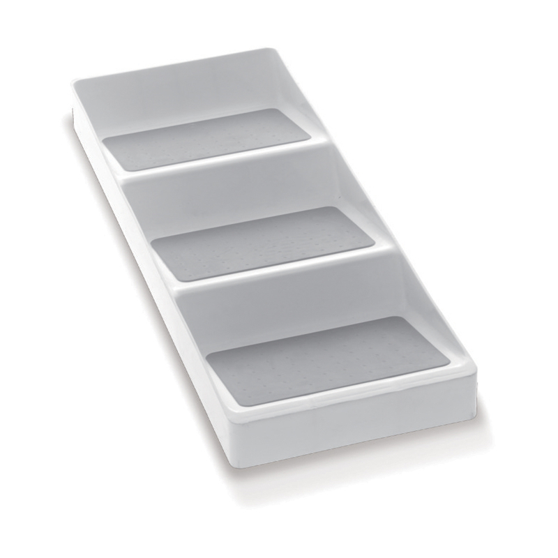 Weißer u0026 grauer Kunststoff rutschfester 3-Tier Gewürz Pantry Kitchen Storage Cabinet Organizer