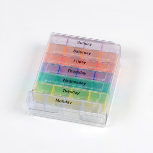 Regenbogenfarbe 7 Tage Eine Woche Ein Set Turmschubladenart Ovale Pillendose