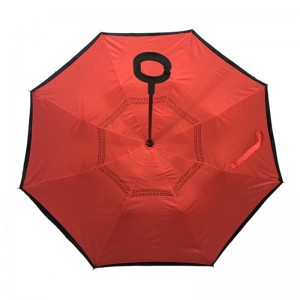 Umgekehrte verkehrt herum Striaght Umbrella Manuelle Öffnungsfunktion Cutom Printing Logo Hands Free Umbrella