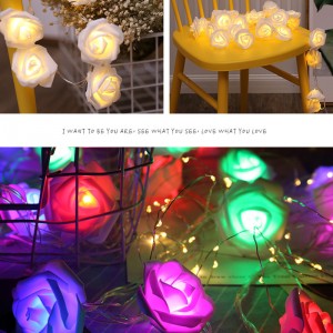 10/20 LEDs Batterie Betrieben LED Rose Blume Lichterketten Weihnachtsfee Licht Valentine Hochzeit Urlaub Party Dekoration