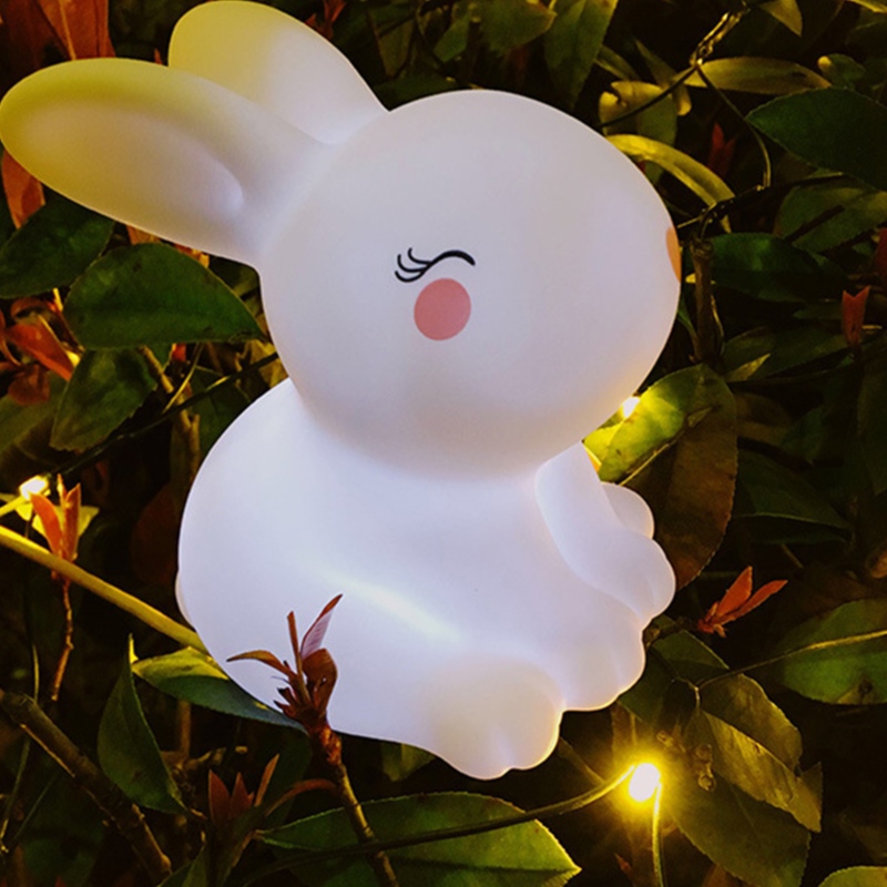 Halten Sie Kleber kleine weiße Kaninchen Nachtlampe Spielzeug Dekoration