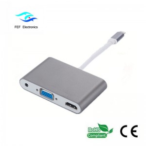 Mini Displayport / USB 3.1 Typ c auf HDMI + VGA Buchse + Audio Code: FEF-DPIC-016