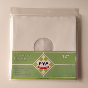 33RPM weiße Kraftpapieraufzeichnung Innere Hülsen mit Loch für 12 Vinylplatten polylined