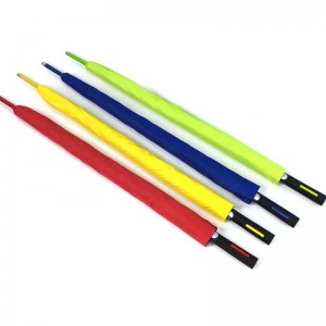 Kundenspezifischer bunter Fiberglasrahmen langer Griff-gerader winddichter Golf-Regenschirm
