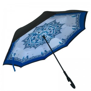 2019 Werbegeschenke Auto öffnen Manul schließen kundenspezifischer Druck spezieller Regenrückseite winddichter umgekehrter Regenschirm