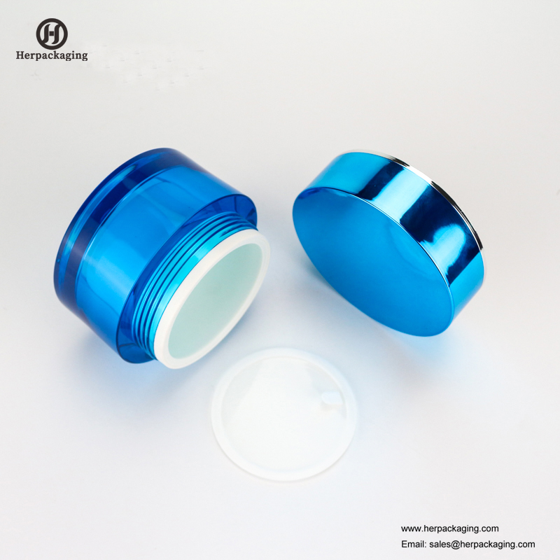 HXL212 Runde leere glänzende blaue Kosmetikdose Doppelwandbehälter Skincare Jar