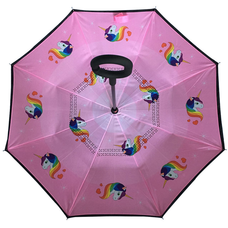 19 Zoll Kindergroßer Regenschirm mit Schmetterlingsdruckmuster Gerade Regenschirm