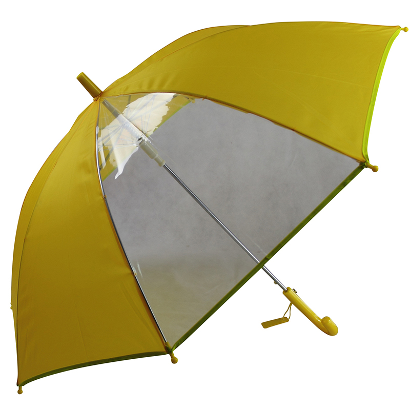 Scherzt blauen Geweberegenschirm mit Regenschirm des Fensterpaneelrefeldruckkindregenregens