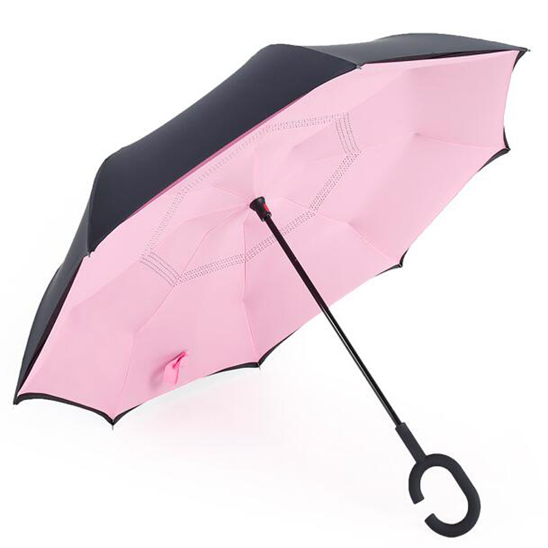 Umgekehrter Regenschirm Umgekehrter umgekehrter Regenschirm mit Inside-Out-Design und C-förmigem Drop-Free-Griff