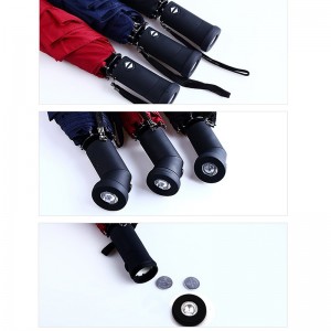 Regnerischer starker wasserdichter 3-fach Regenschirm mit LED-Taschenlampe