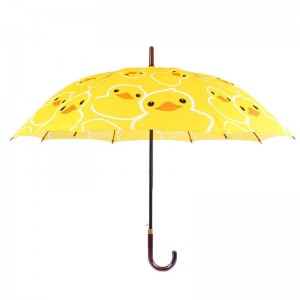 23-Zoll-Pongee-Stoffauto offener Regenschirm des gelben Entenkarikatur-Musters