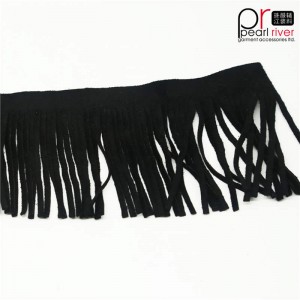Heißer Verkauf 20 cm schwarz farbe Günstige lange Kunstleder wildleder Fringe trim