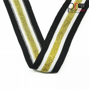 schwarz / gelb / weißes Band mit Golddraht Qualitätsband