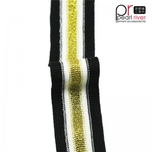 schwarz / gelb / weißes Band mit Golddraht Qualitätsband