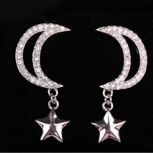 S925 Auto Blume Tremella Ornament Stern Mond eingebettet Zirkon Fashion Ohrringe